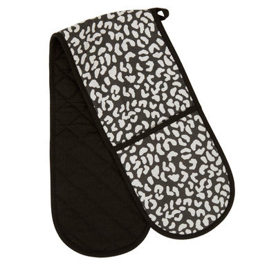 Orsina London Leo Double Oven Glove – Quilted Black and White Cotton