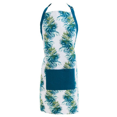 Orsina Winter Palm Cotton Apron – Tropical Print Adjustable Kitchen Gear