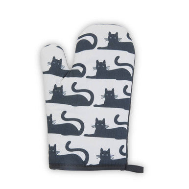 Orsina Black Cat Single Oven Glove | Quilted Cotton Heat Resistant Mitt