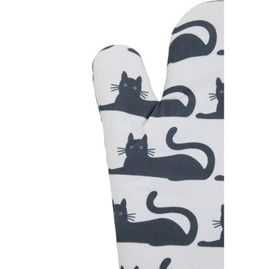 Orsina Black Cat Single Oven Glove | Quilted Cotton Heat Resistant Mitt