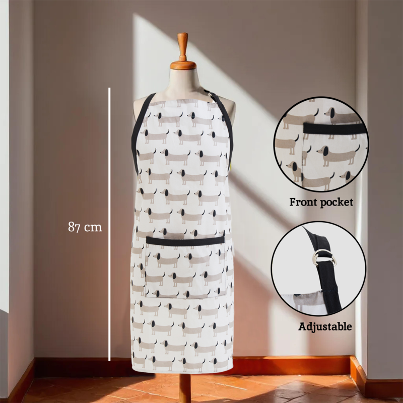 Orsina Sausage Dog Apron – Adjustable Cotton Kitchen Apron for Cooking