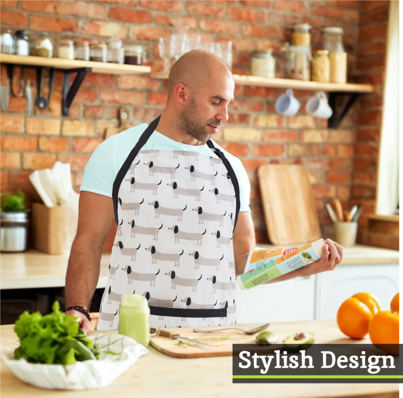 Orsina Sausage Dog Apron – Adjustable Cotton Kitchen Apron for Cooking