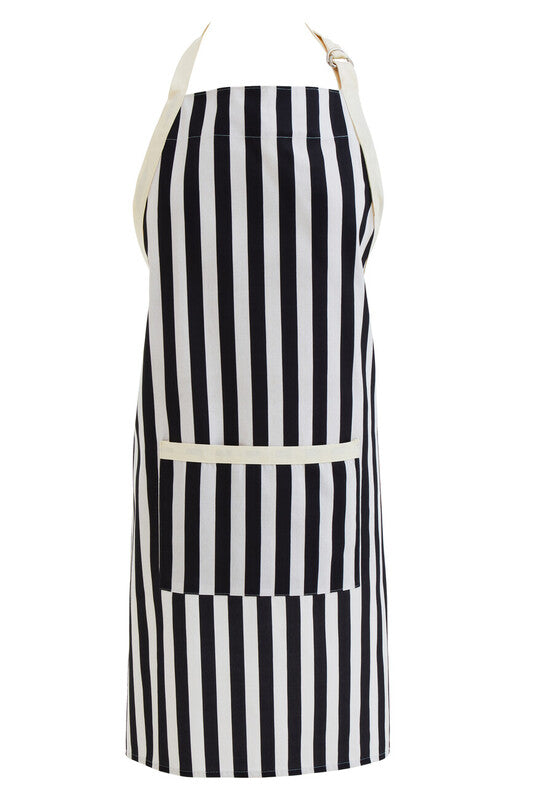 Orsina Stripe Apron – Adjustable Cotton Kitchen Apron in Black and White