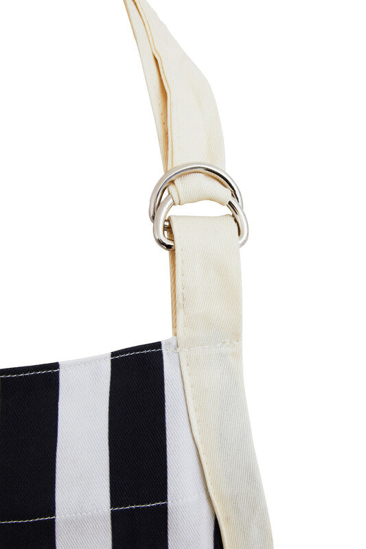 Orsina Stripe Apron – Adjustable Cotton Kitchen Apron in Black and White