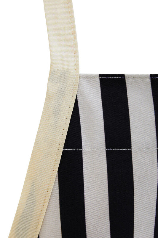 Orsina Stripe Apron – Adjustable Cotton Kitchen Apron in Black and White