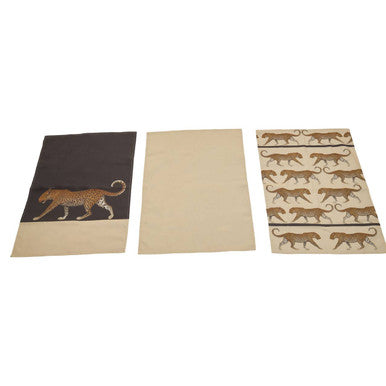 Orsina London Leo Leopard Print Tea Towels – Set of 3 Absorbent Cotton