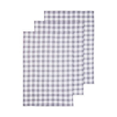Orsina Doro Cotton Tea Towels – Set of 3 Grey and White Checkered