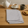 Orsina Doro Cotton Tea Towels – Set of 3 Grey and White Checkered