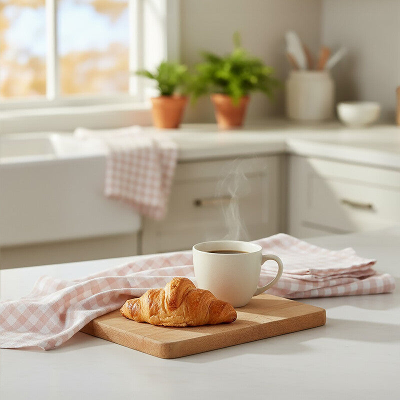 Orsina Amber and White Tea Towels – Set of 3 Absorbent Kitchen Linens