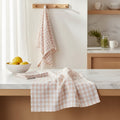 Orsina Amber and White Tea Towels – Set of 3 Absorbent Kitchen Linens