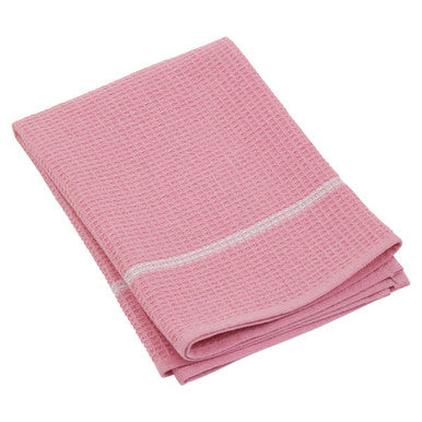 Orsina Doro Waffle Tea Towels – Set of 3 Pink and White Kitchen Towels
