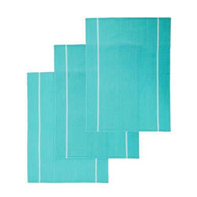 Orsina Doro Waffle Tea Towels – Set of 3 Green and White Kitchen Towels