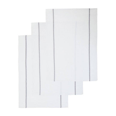 Orsina Doro Waffle Tea Towels – Set of 3 White and Grey Violet