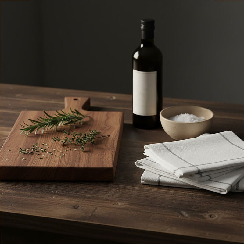 Orsina Doro Waffle Tea Towels – Set of 3 White and Grey Violet