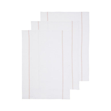 Orsina Doro Waffle Tea Towels – Set of 3 Absorbent White & Almond