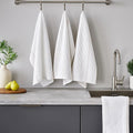 Orsina Doro Waffle Tea Towels – Set of 3 Absorbent White & Almond