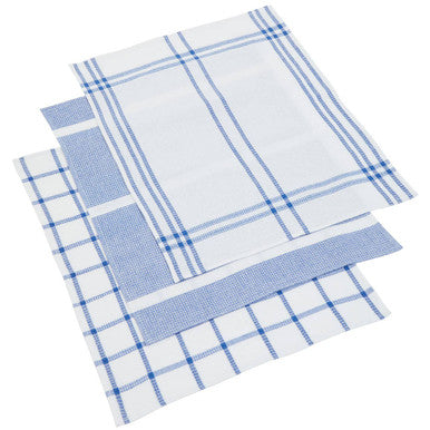 Orsina Doro Waffle Tea Towels – Set of 3 Absorbent Blue & White Linens
