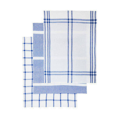 Orsina Doro Waffle Tea Towels – Set of 3 Absorbent Blue & White Linens