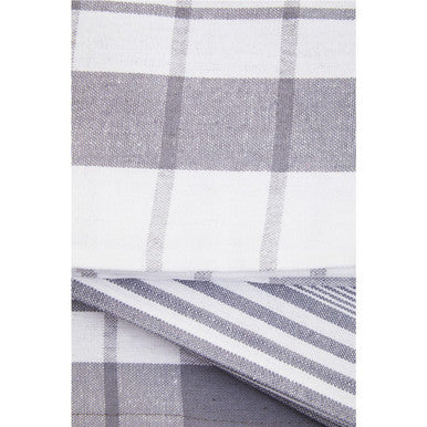 Orsina Doro Grey and White Cotton Tea Towels - Set of 3 Absorbent Cloths