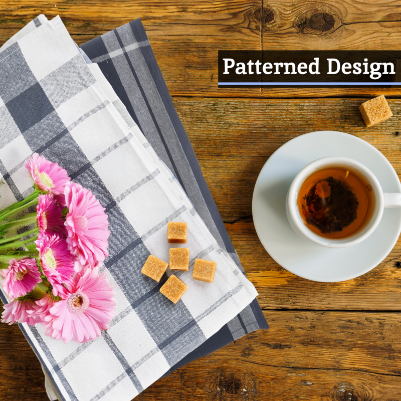Orsina Doro Grey and White Cotton Tea Towels - Set of 3 Absorbent Cloths