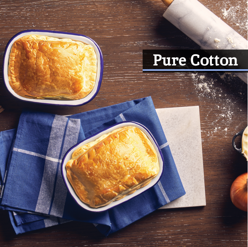 Orsina Doro Blue and White Cotton Tea Towels - Set of 3 Absorbent Linens