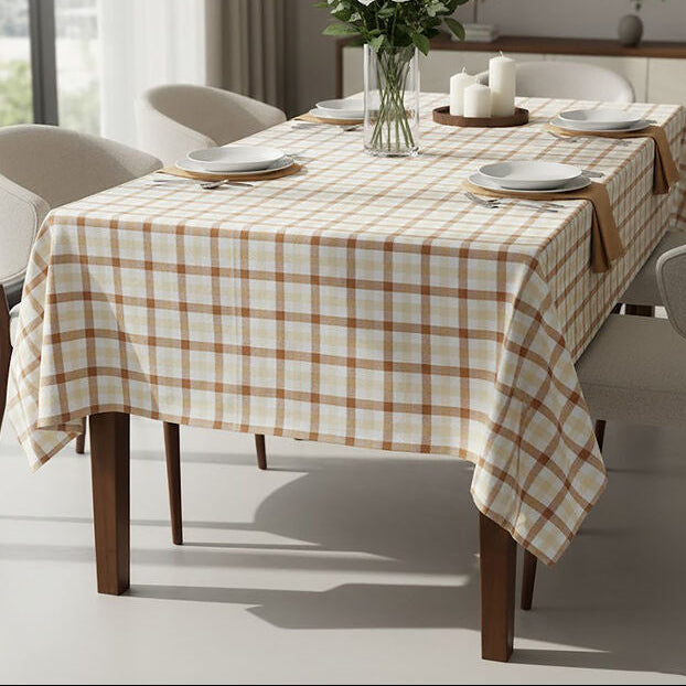 Orsina Thread and Loom Terracotta Gingham Tablecloth – Rustic Cotton