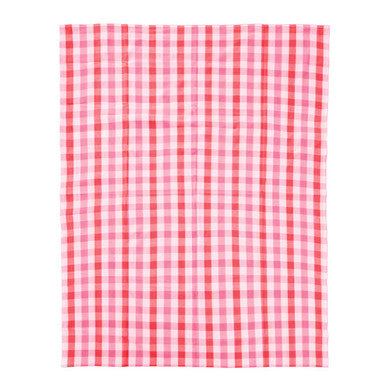 Orsina Thread and Loom Pink and Poppy Red Check Cotton Tablecloth