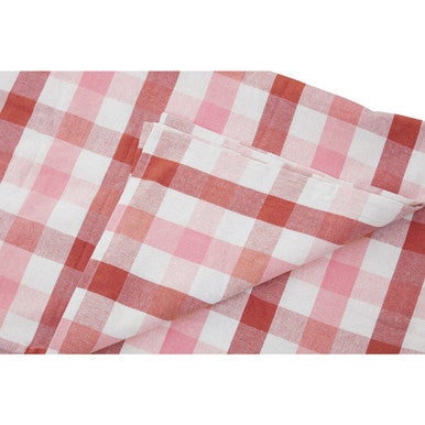 Orsina Thread and Loom Pink and Poppy Red Check Cotton Tablecloth
