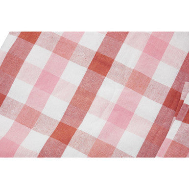 Orsina Thread and Loom Pink and Poppy Red Check Cotton Tablecloth
