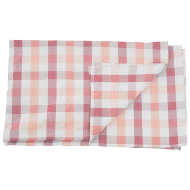 Orsina Thread and Loom Check Tablecloth – Toasted Almond and Coral