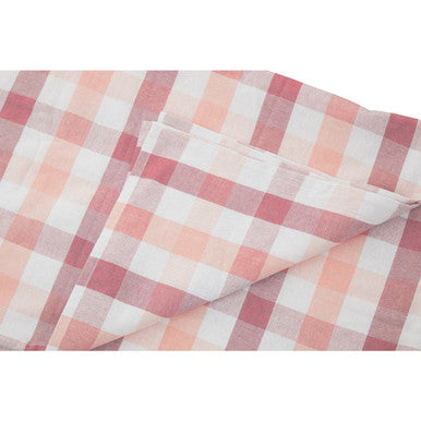 Orsina Thread and Loom Check Tablecloth – Toasted Almond and Coral
