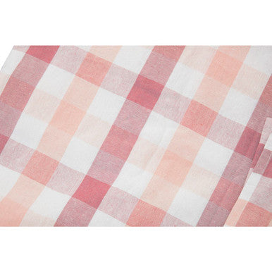 Orsina Thread and Loom Check Tablecloth – Toasted Almond and Coral