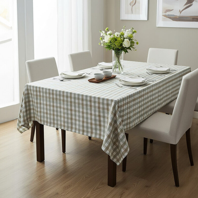 Orsina Check Design Tablecloth – Woven Cotton Table Linen for Dining