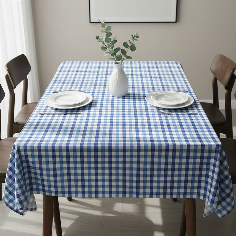 Orsina Thread and Loom Blue Check Tablecloth | Elegant Dining Linen