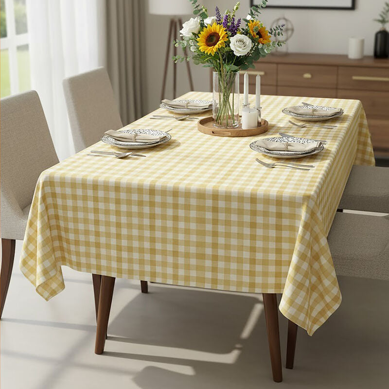 Orsina Yellow Check Cotton Tablecloth – Thread and Loom Dining Decor