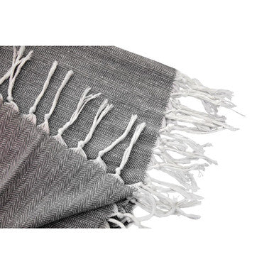 Thread and Loom Black Hammam Towel | Quick-Dry Cotton Spa Towel