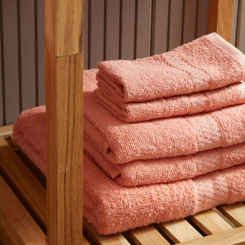 Orsina Thread and Loom 6-Piece Peach Pink Terry Bath Towel Set