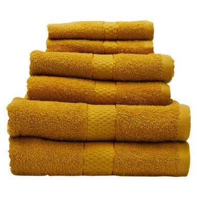 Orsina Thread and Loom 6 Piece Mustard Towel Set | Absorbent Terry