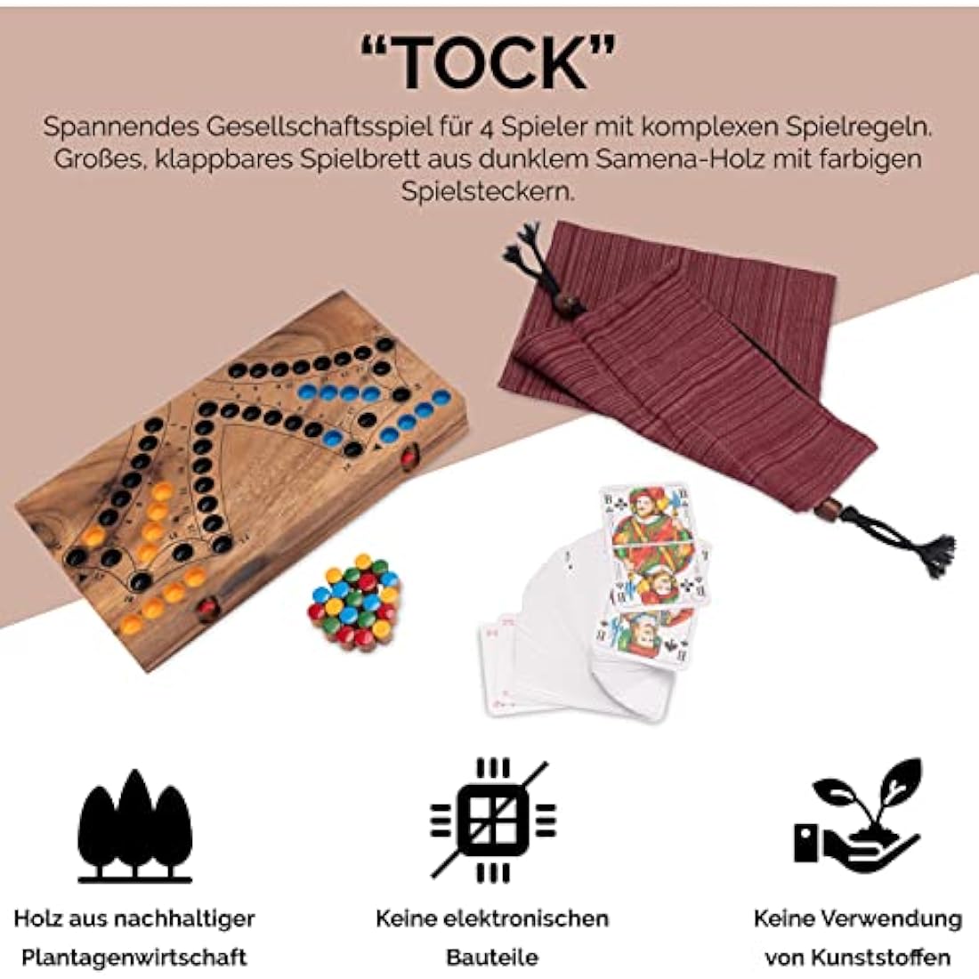Tock Board Game – 4 Player Folding Wooden Strategy Game