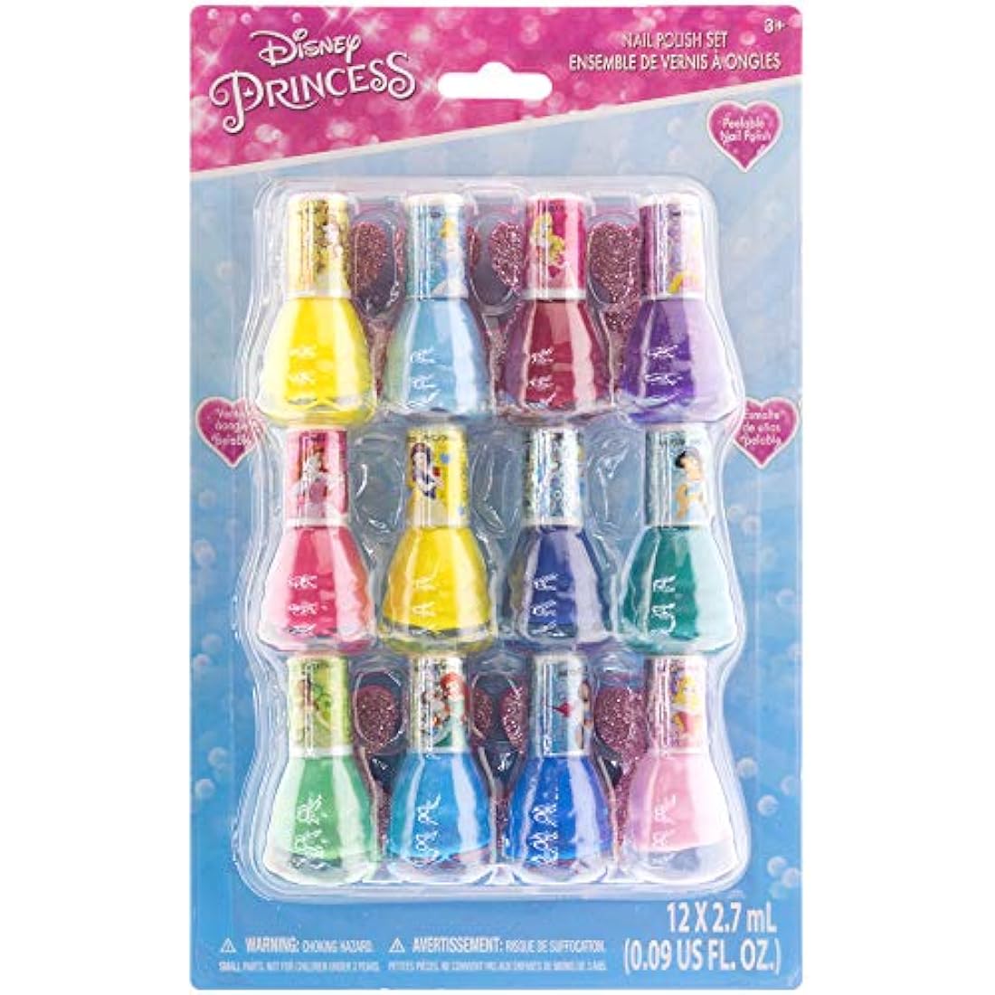Disney Princess Kids Nail Polish Set – 12 Pcs Non-Toxic Peel-Off Kit