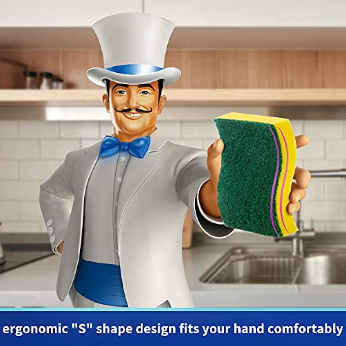 MR.SIGA Heavy Duty Scrub Sponges – 24 Pack Ergonomic Kitchen Sponges