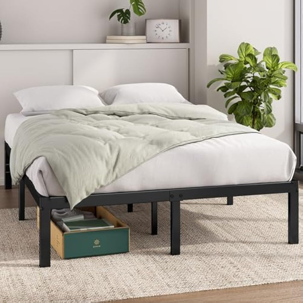 Zinus Elias King Metal Bed Frame – 36cm Height with Storage | Black