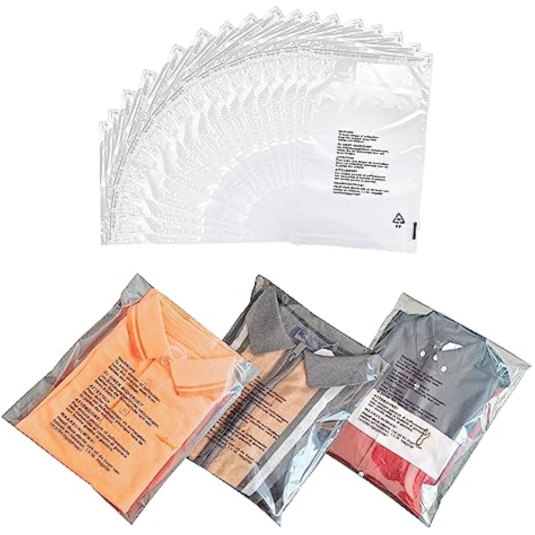 JeeJaan Clear T-Shirt Storage Bags | 100 Pcs Self-Seal 15x20in Poly Bags
