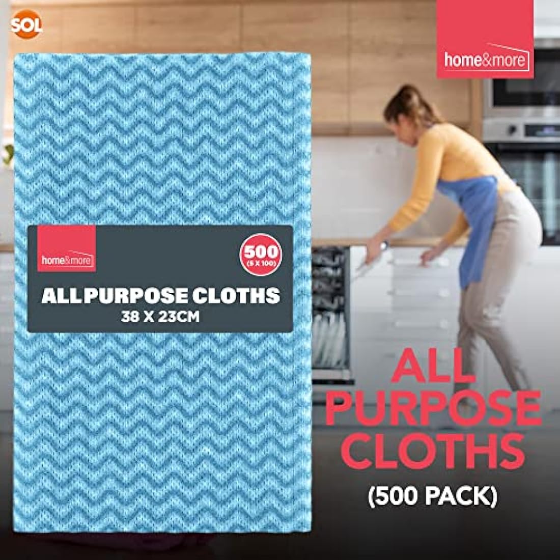 SOL 500pk All Purpose Cleaning Cloths – Blue Disposable J Cloths
