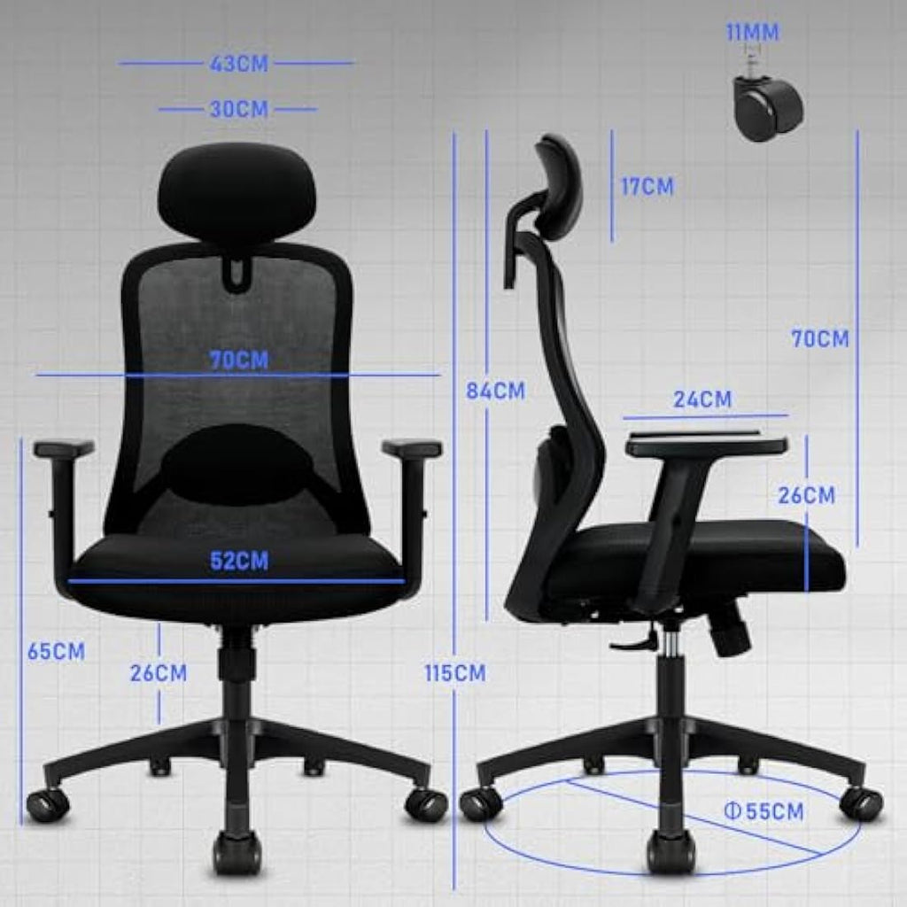 Durrafy Ergonomic Mesh Office Chair – High Back Desk Chair with Lumbar Support