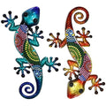 Jolof Store Metal Gecko Wall Art – 15 Inch Glass Lizard Decor, Set of 2