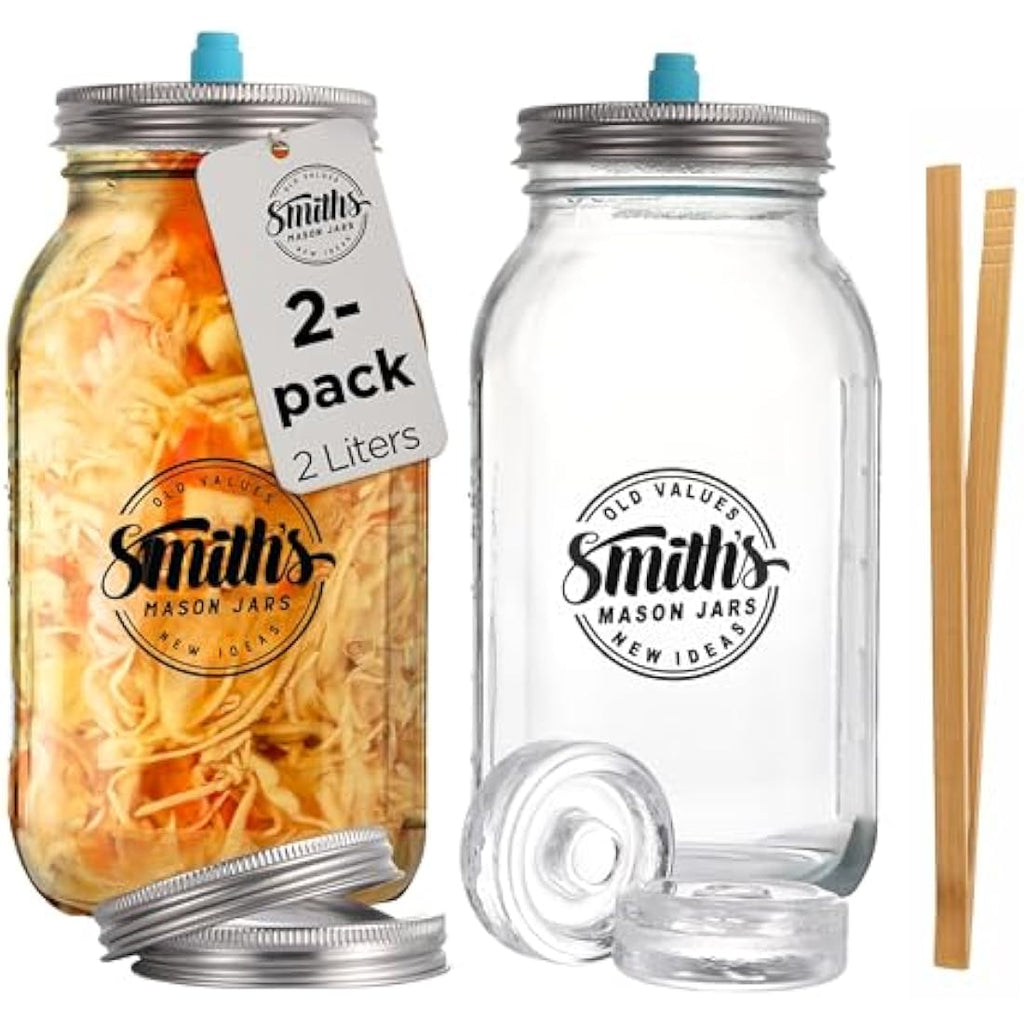 2L Glass Fermentation Jars with Airlock & Weights – 2 Pack