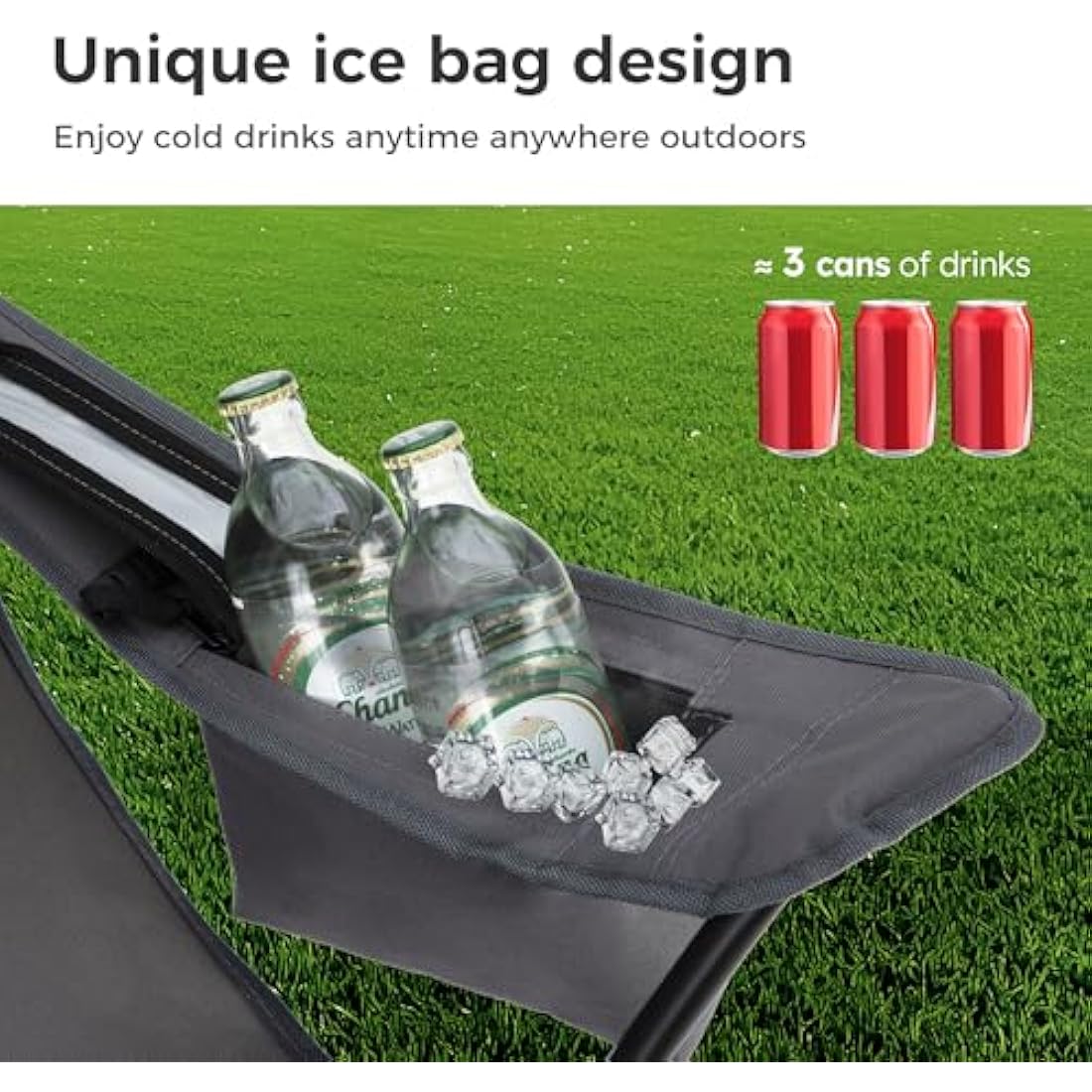 LET'S CAMP Folding Camping Chairs 2 Pack | Lightweight with Cooler Bag