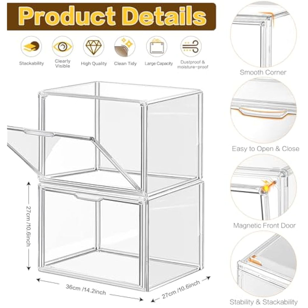 Clear Acrylic Purse Organizer – 4 Pack Stackable Display Case