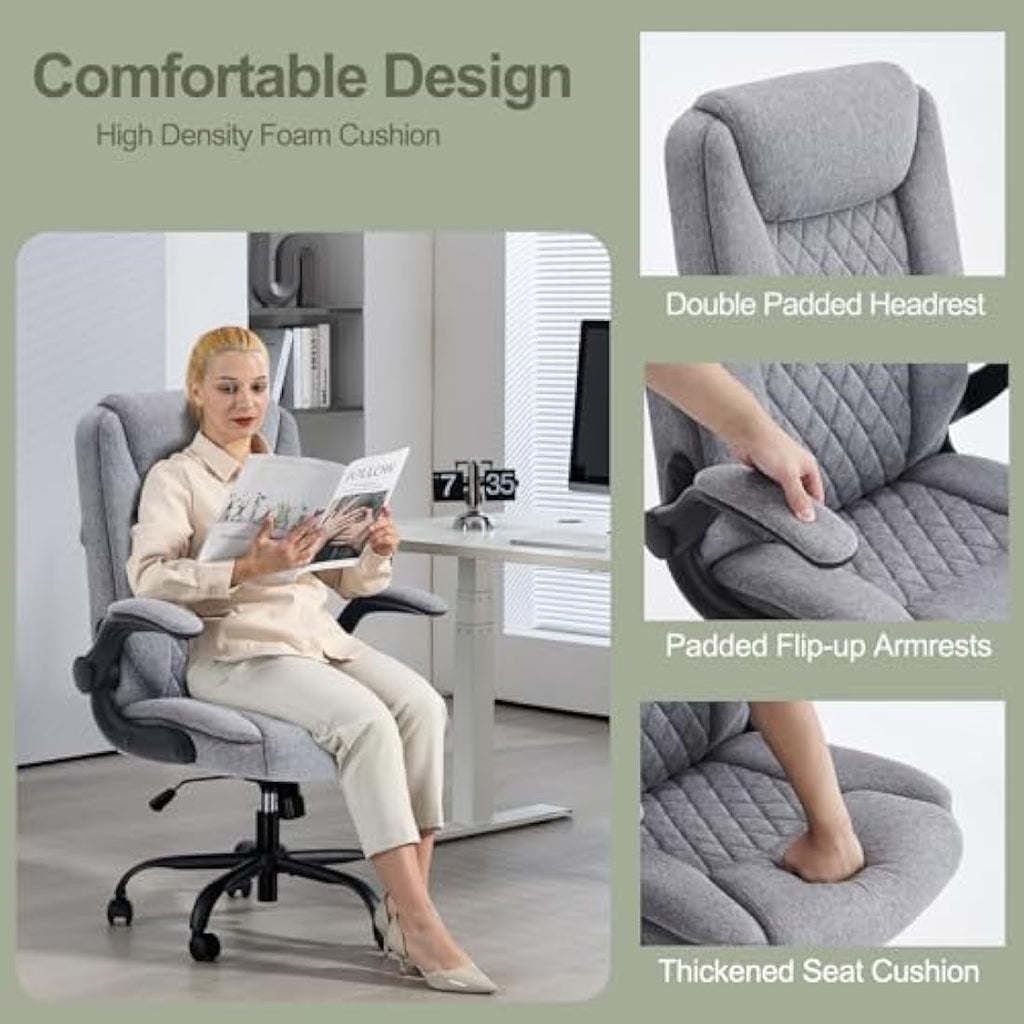 CASTLOVE Ergonomic Office Chair – High Back Fabric Desk Chair with Flip-Up Arms